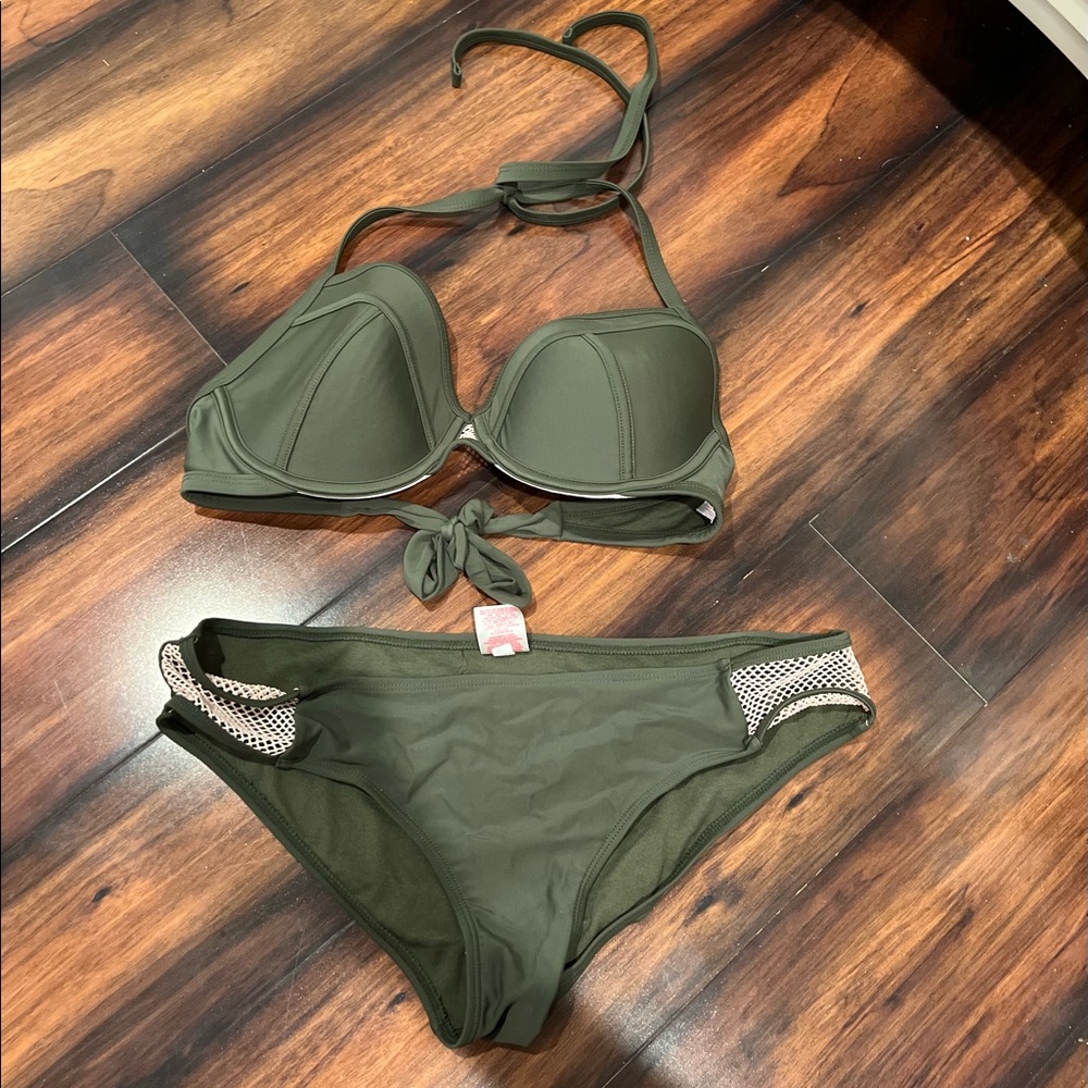 Target green triangl cup bathing suit